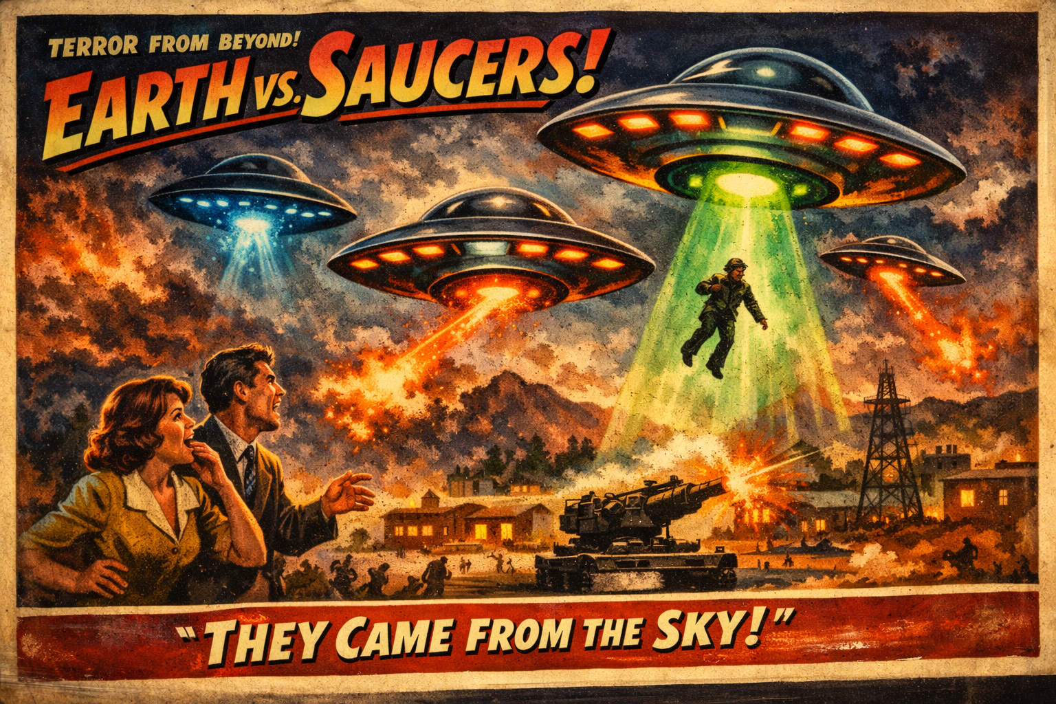 Earth vs Saucers splash poster art