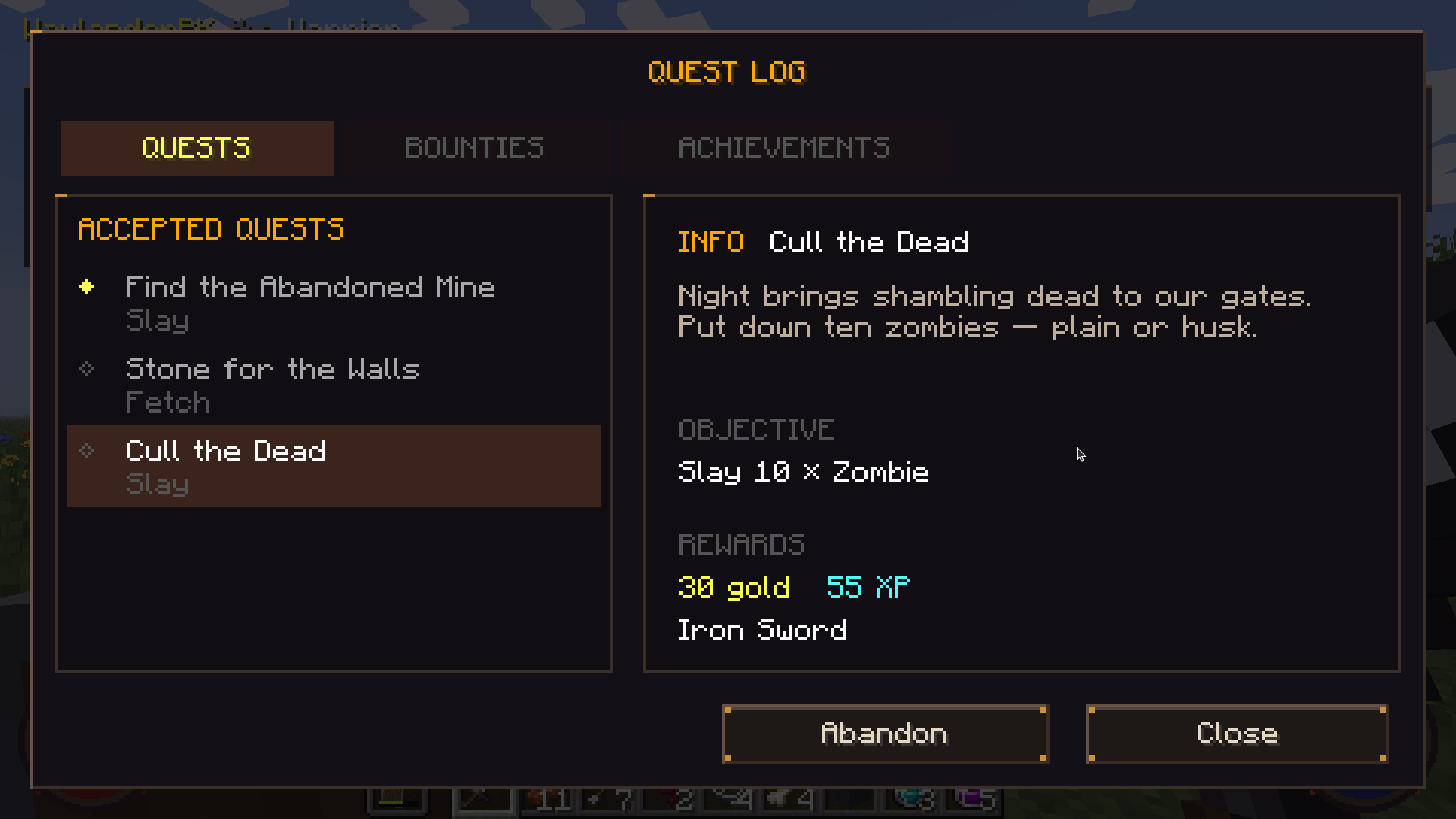 Hellcraft quest log screen