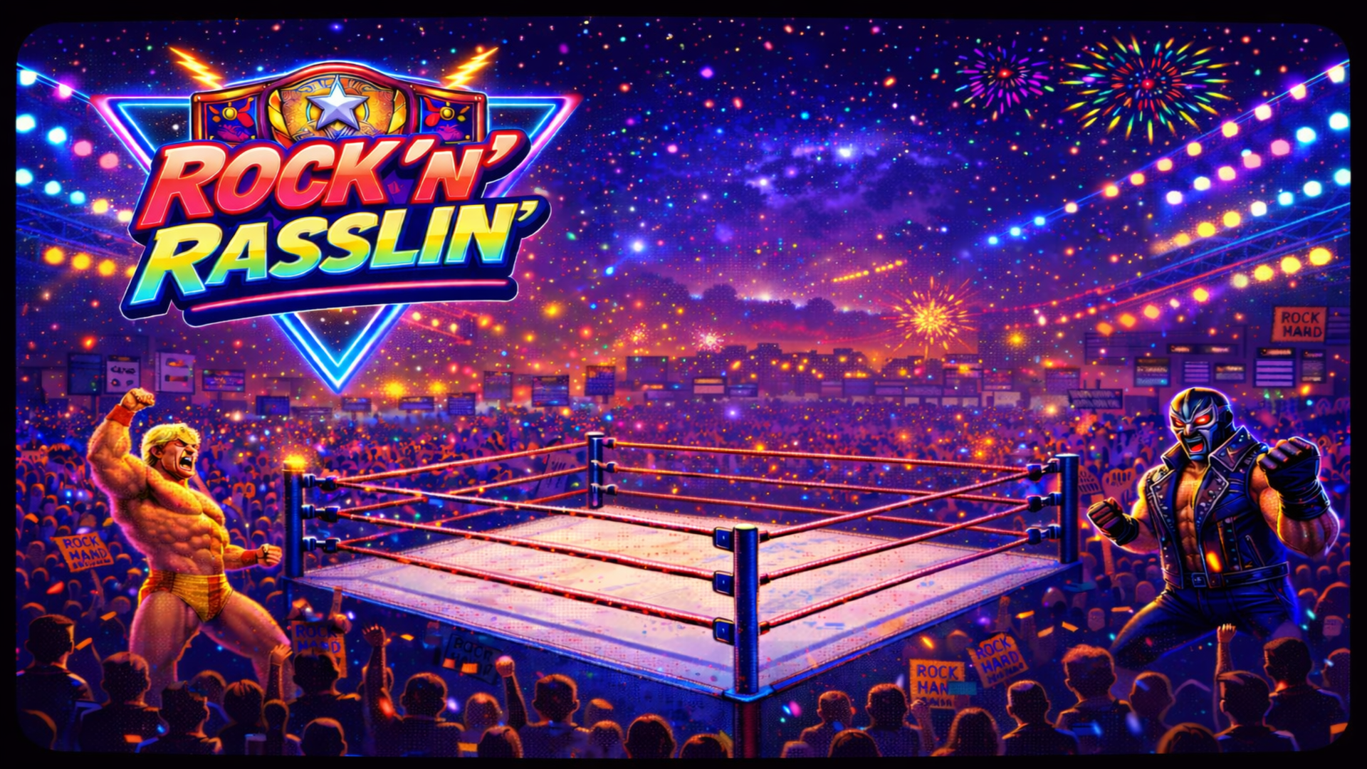 Rock n Rasslin office title art