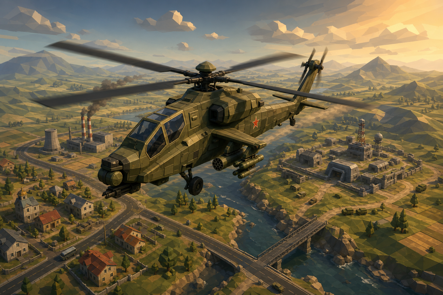 Sky Wolf helicopter combat art